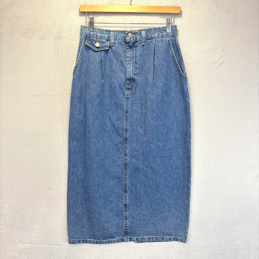 Vintage Vivaldi Jeanswear Midi Denim Skirt Womens 10 Prairie Farm‎ Western USA